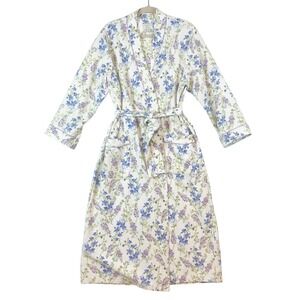 Charter Club Intimates Womens Robe Size L Cottagecore Floral Waffle Knit Belted